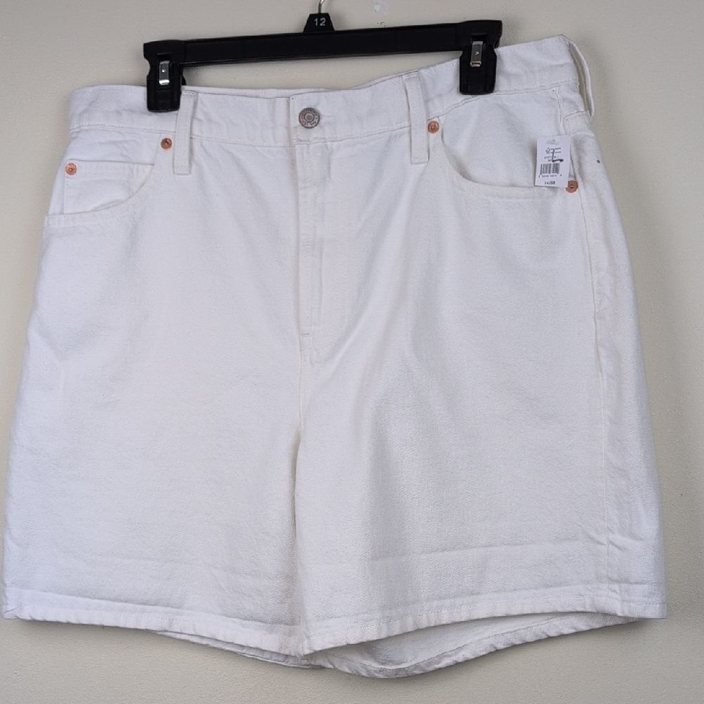 Gap White Cotton Denim Mom Shorts NWT Size 14